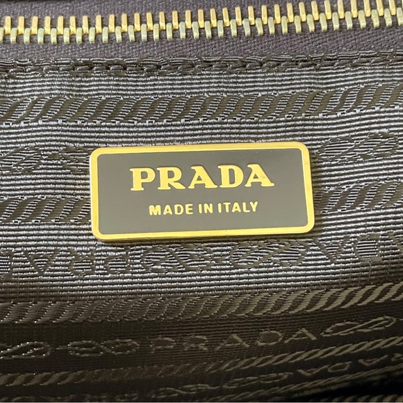Prada brown Tessuto nylon and nappa leather gold hardware shoulder tote bag - Picture 9 of 11